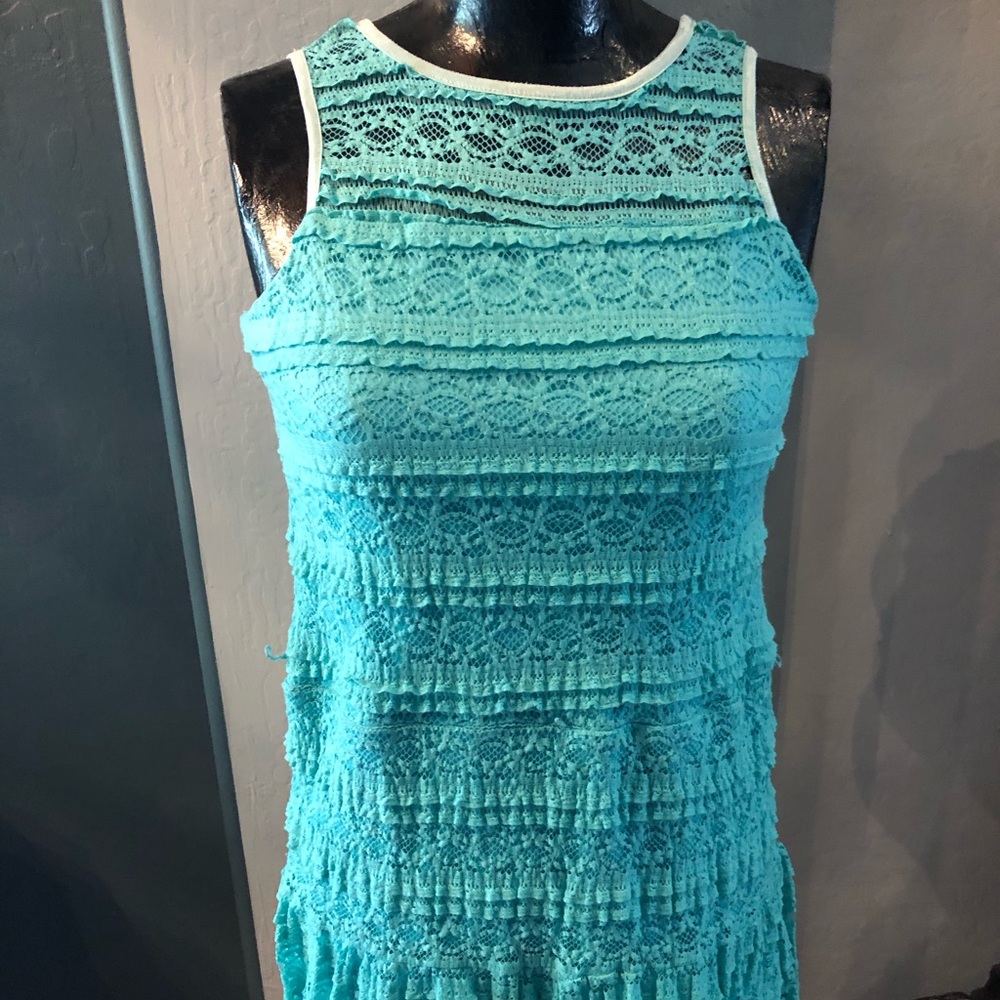 Teal lace dress